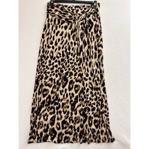 Chico's Leopard Animal Maxi Skirt 1 M Long Lined Stretchy